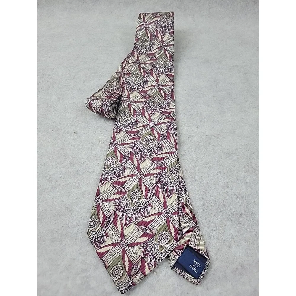 Vintage Polo‎ Ralph Lauren 100% Silk Necktie Tie Hand Made USA Abstract Classic
